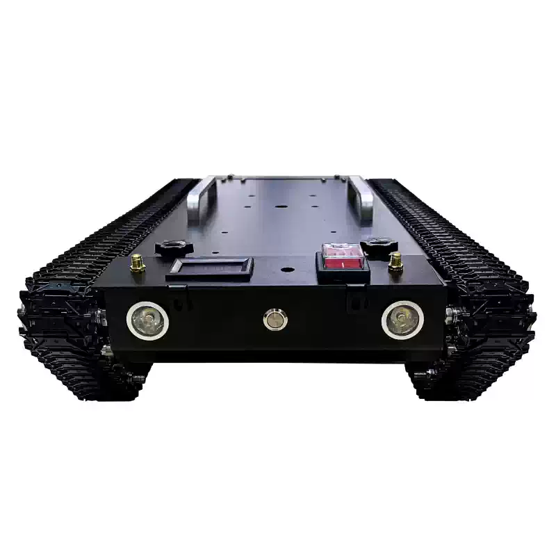 Robot todoterreno con chasis de tanque con orugas totalmente metálico