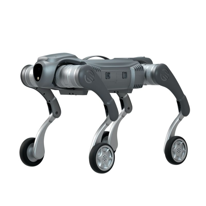 Perro robot cuadrúpedo con patas de ruedas